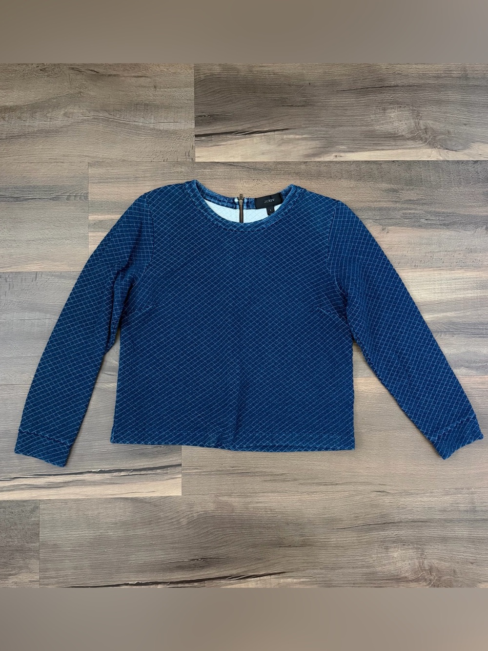 J. Crew Women's Quilted Indigo Sweatshirt Size Small
